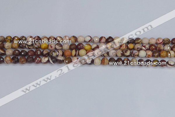 CZJ279 15.5 inches 6mm faceted round zebra jasper beads