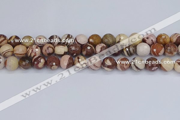 CZJ282 15.5 inches 12mm faceted round zebra jasper beads