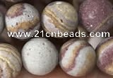 CZJ287 15.5 inches 8mm round matte red zebra jasper beads