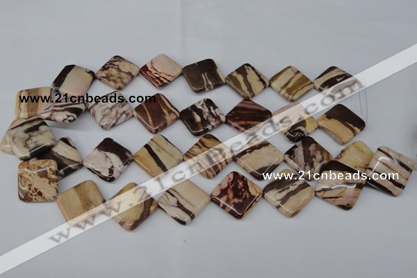 CZJ368 15.5 inches 20*20mm diamond zebra jasper beads wholesale