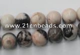 CZJ405 15.5 inches 14mm round pink zebra jasper beads wholesale
