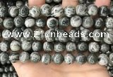 CZJ414 15.5 inches 12mm round green zebra jasper beads wholesale