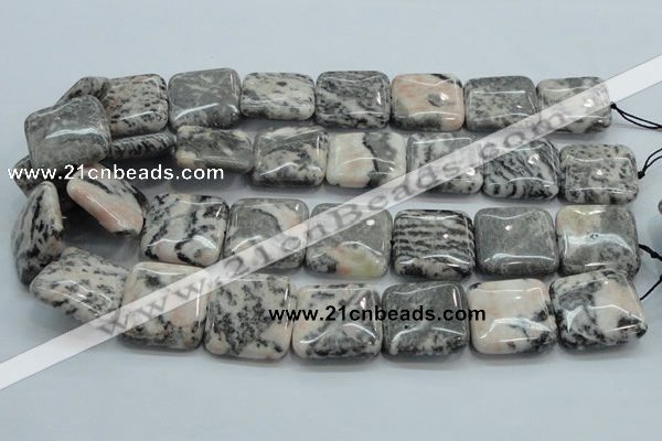 CZJ52 16 inches 25*25mm square zebra jasper gemstone beads wholesale