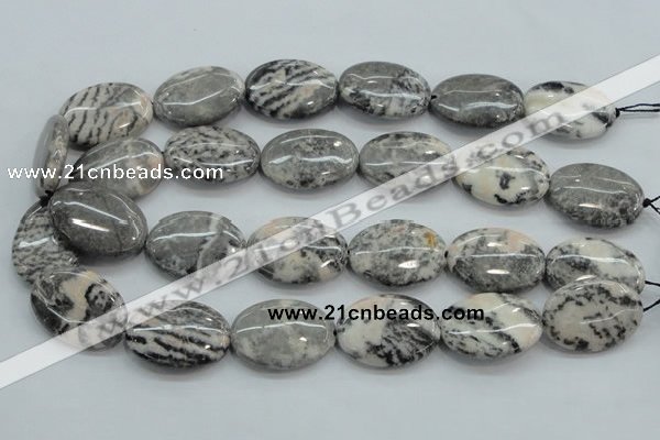 CZJ54 16 inches 22*30mm oval zebra jasper gemstone beads wholesale