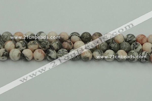 CZJ554 15.5 inches 12mm round pink zebra jasper beads wholesale