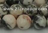 CZJ555 15.5 inches 14mm round pink zebra jasper beads wholesale