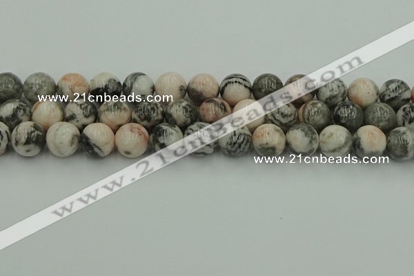 CZJ555 15.5 inches 14mm round pink zebra jasper beads wholesale