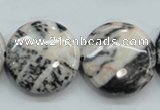 CZJ56 16 inches 25mm flat round zebra jasper gemstone beads wholesale