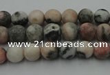 CZJ560 15.5 inches 4mm round matte pink zebra jasper beads