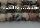 CZJ561 15.5 inches 6mm round matte pink zebra jasper beads