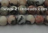 CZJ561 15.5 inches 6mm round matte pink zebra jasper beads