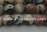 CZJ562 15.5 inches 8mm round matte pink zebra jasper beads