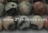 CZJ564 15.5 inches 12mm round matte pink zebra jasper beads
