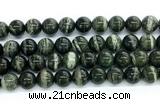 CZJ574 15.5 inches 12mm round green zebra jasper gemstone beads