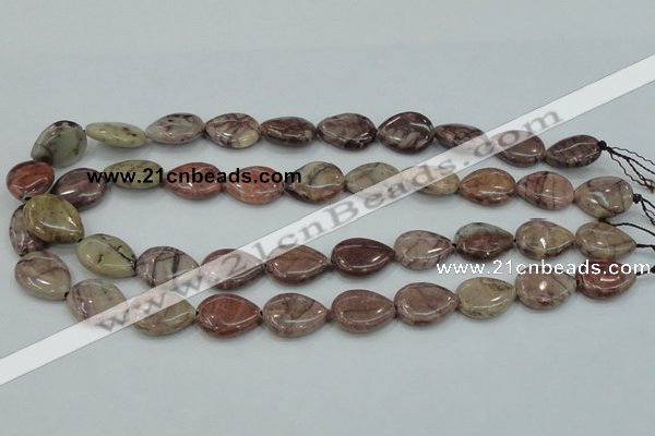 CZJ81 16 inches 15*20mm flat teardrop red zebra jasper beads wholesale