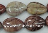 CZJ82 16 inches 18*25mm flat teardrop red zebra jasper beads wholesale