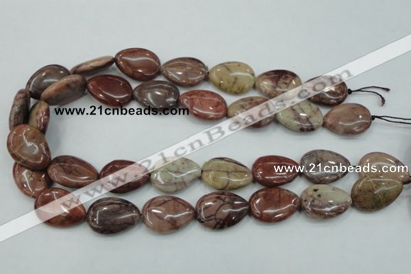 CZJ82 16 inches 18*25mm flat teardrop red zebra jasper beads wholesale