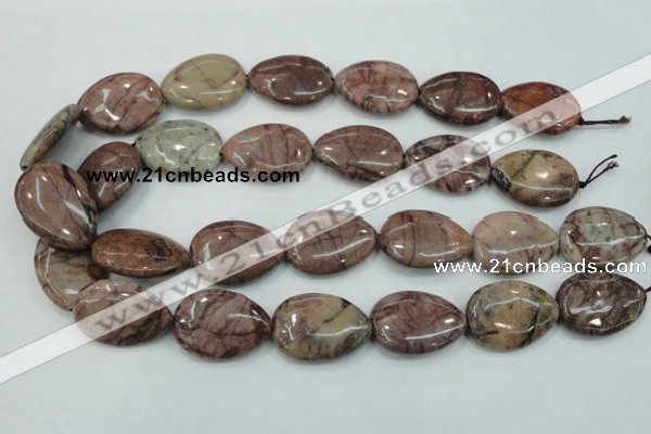 CZJ83 16 inches 22*30mm flat teardrop red zebra jasper beads wholesale