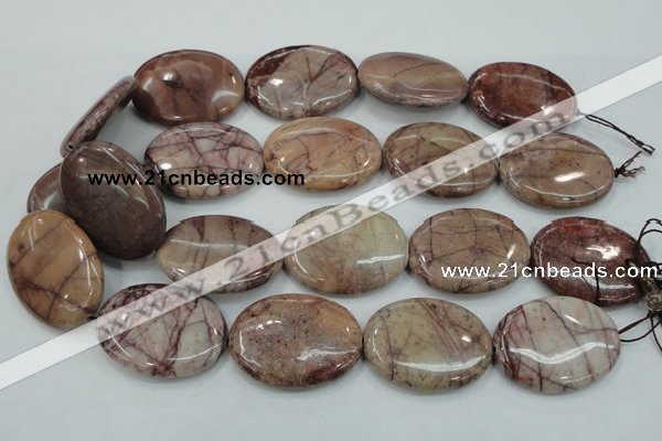 CZJ85 16 inches 30*40mm oval red zebra jasper beads wholesale