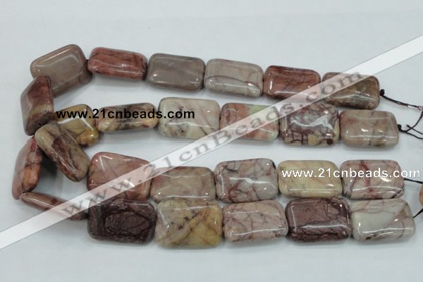 CZJ87 16 inches 22*30mm rectangle red zebra jasper beads wholesale