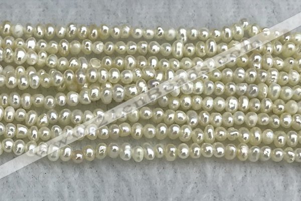 FWP04 14.5 inches 1.8mm - 2.1mm potato white freshwater pearl strands