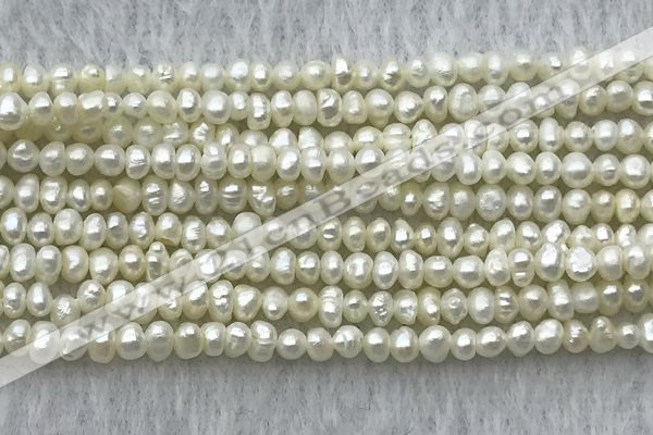 FWP07 14.5 inches 2mm - 3mm potato white freshwater pearl strands