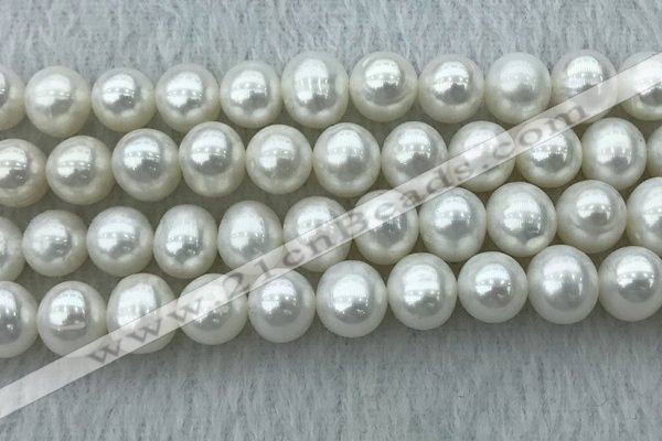 FWP104 15 inches 9mm - 10mm potato white freshwater pearl strands