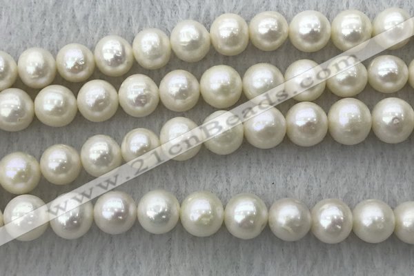 FWP105 15 inches 9mm - 10mm potato white freshwater pearl strands