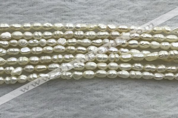 FWP151 14.5 inches 2.5mm rice white freshwater pearl strands