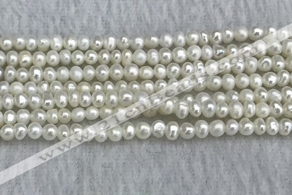 FWP16 14.5 inches 3.2mm - 3.7mm potato white freshwater pearl strands