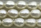 FWP163 14.5 inches 4.2mm - 4.8mm rice white freshwater pearl strands