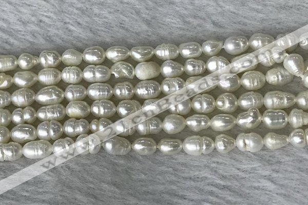 FWP165 14.5 inches 4mm - 5mm rice white freshwater pearl strands