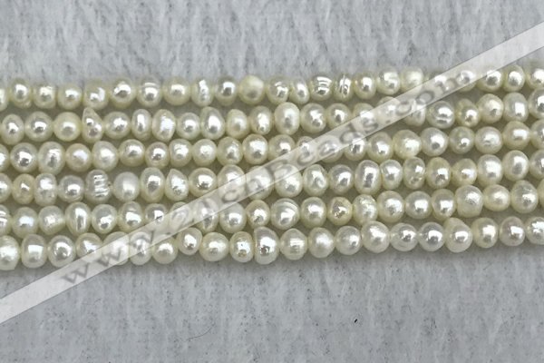 FWP17 14.5 inches 3.2mm - 3.7mm potato white freshwater pearl strands