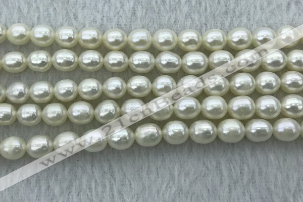 FWP178 15 inches 6mm - 7mm rice white freshwater pearl strands