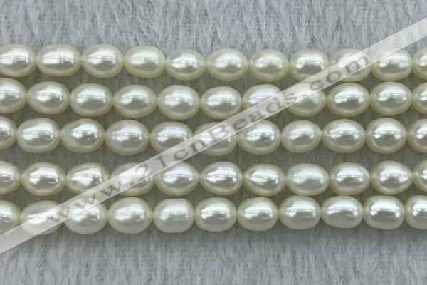 FWP181 15 inches 6mm - 7mm rice white freshwater pearl strands