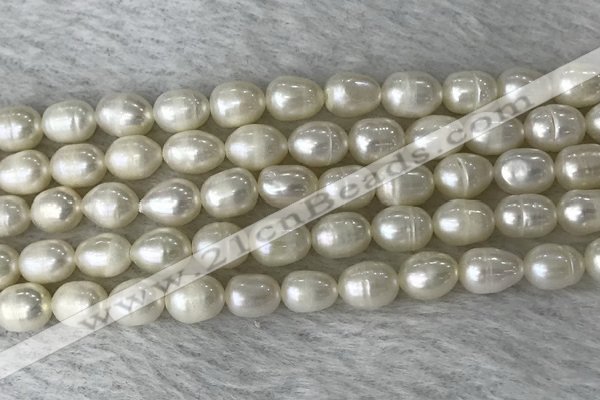 FWP185 15 inches 6mm - 7mm rice white freshwater pearl strands