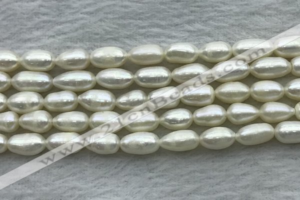 FWP187 15 inches 6mm - 7mm rice white freshwater pearl strands