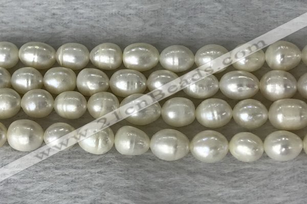 FWP200 15 inches 8mm - 9mm rice white freshwater pearl strands