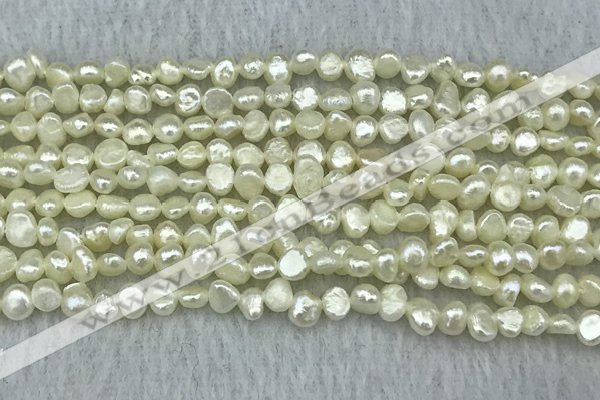 FWP231 14.5 inches 3mm - 4mm baroque white freshwater pearl strands