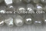 FWP232 14.5 inches 3mm - 4mm baroque grey freshwater pearl strands