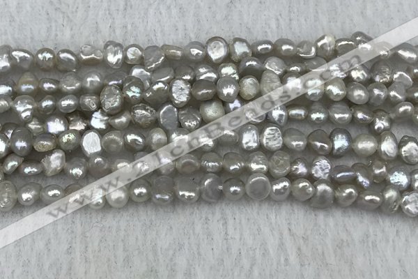 FWP232 14.5 inches 3mm - 4mm baroque grey freshwater pearl strands