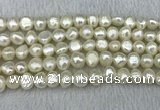 FWP245 15 inches 8mm - 9mm baroque white freshwater pearl strands