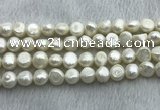 FWP250 15 inches 9mm - 10mm baroque white freshwater pearl strands