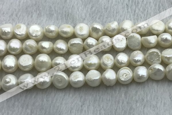 FWP250 15 inches 9mm - 10mm baroque white freshwater pearl strands