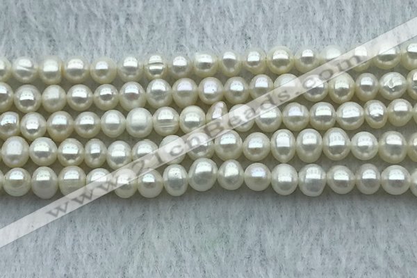 FWP26 14.5 inches 4mm - 4.5mm potato white freshwater pearl strands