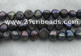 FWP263 15 inches 11mm - 12mm baroque black freshwater pearl strands