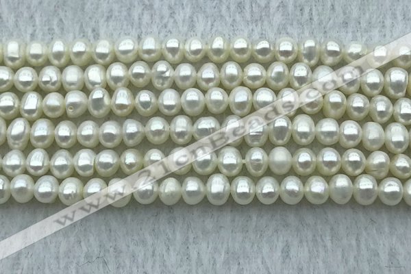 FWP27 14.5 inches 4mm - 4.5mm potato white freshwater pearl strands