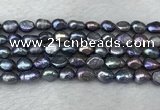 FWP282 15 inches 7mm - 8mm baroque black freshwater pearl strands