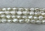 FWP286 15 inches 9mm - 10mm baroque white freshwater pearl strands