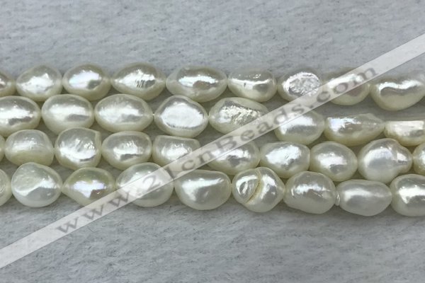 FWP286 15 inches 9mm - 10mm baroque white freshwater pearl strands